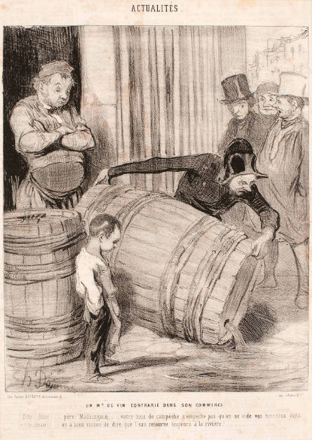 Un marchand de vin contraire dans son commerce [A Wine Merchant Inconsistent in his Affairs], plate 26 from Revue Caricaturale, in Le Charivari, 23 January 1844