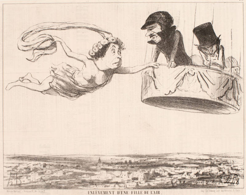 Enlèvement d'une fille de l'air [Abduction of a Nymph of the Air], plate 45 from Actualités, in Le Charivari, 5 November 1852