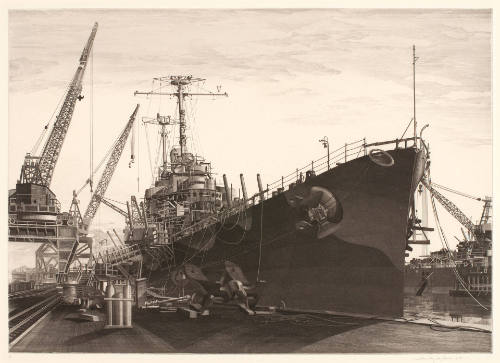 U.S.S. Columbia under Construction at the New York Shipbuilding Corporation, Camden, N.J.-1942