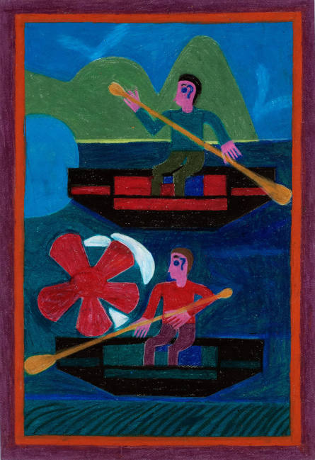 Untitled (two boats with two paddlers)