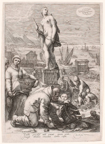 Diana Presiding Over Navigation and Fishing, from The Seven Planetary Gods, after Hendrick Goltzius