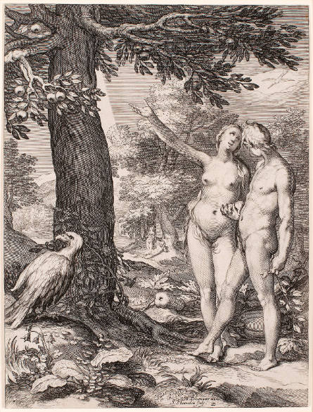 Adam and Eve Before the Tree of Knowledge, plate 2 from History of the First Parents of Man, after Abraham Bloemaert
