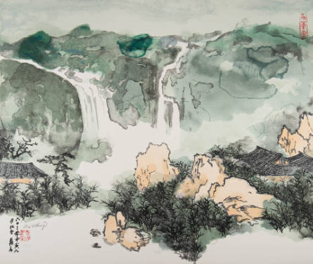 The Mountain Monastery by the Waterfall, from The Masterworks of Chang Dai-Chien