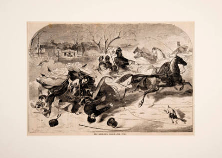 The Sleighing Season - The Upset, from Harper's Weekly 14 January 1860