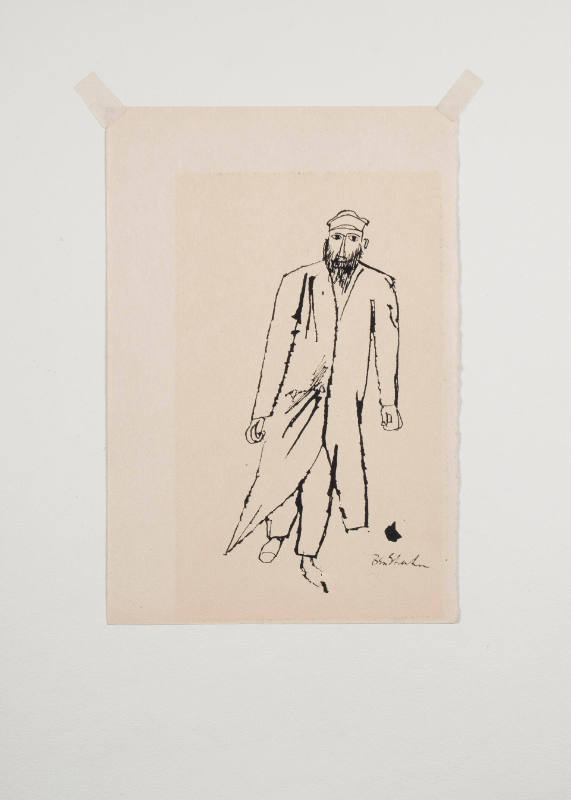 Man Walking Forward, Wearing Long Coat, Hat, from The World of Sholom Aleichem