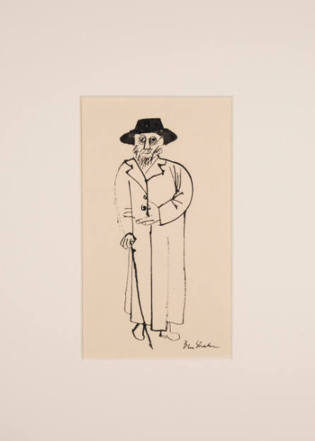 Full Figure with Cane, Dressed in Long Coat and Large-Brimmed Flat Hat, from The World of Sholom Aleichem