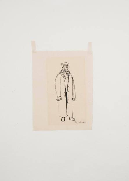 Standing Man in Long Unbuttoned Coat with Fur Collar and Cap, from The World of Sholom Aleichem