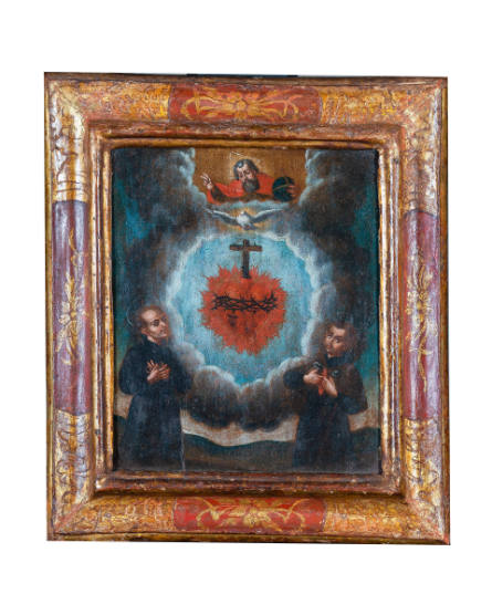 Alegoría de la adoración del Corazón de Jesús por San Ignacio de Loyola y San Francisco Javier