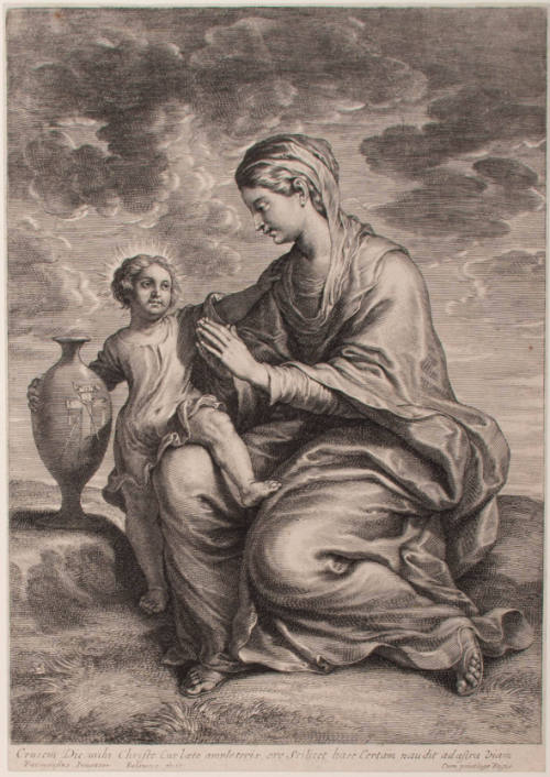 The Virgin Adoring Jesus, with a vase