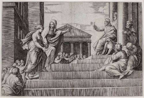 Martha Leading Mary Magdalen to Christ, after a drawing by Giulio Romano