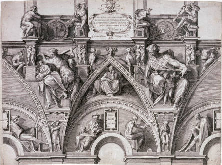 Compartment of the Sistine Ceiling with the Libica Sibyl and the Prophet Daniel, after Michelangelo