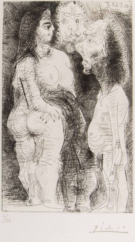 Fat Courtesan with an Old Man and a Spectator in Costume, from 347 series