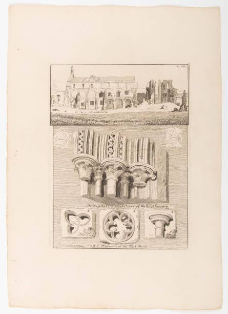 Binham Priory, Details, plate 14 from A Series of Etchings Illustrative of the Architectural Antiquities of Norfolk