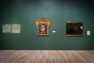 Installation view of "Painted Cloth: Fashion and Ritual in Colonial Latin America," Blanton Mus…