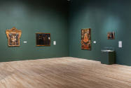 Installation view of "Painted Cloth: Fashion and Ritual in Colonial Latin America," Blanton Mus…