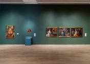 Installation view of "Painted Cloth: Fashion and Ritual in Colonial Latin America," Blanton Mus…