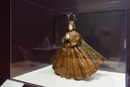 Installation view of "Painted Cloth: Fashion and Ritual in Colonial Latin America," Blanton Mus…