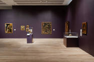 Installation view of "Painted Cloth: Fashion and Ritual in Colonial Latin America," Blanton Mus…