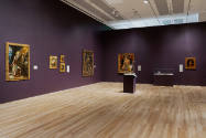 Installation view of "Painted Cloth: Fashion and Ritual in Colonial Latin America," Blanton Mus…