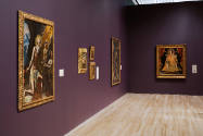 Installation view of "Painted Cloth: Fashion and Ritual in Colonial Latin America," Blanton Mus…