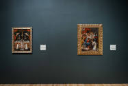 Installation view of "Painted Cloth: Fashion and Ritual in Colonial Latin America," Blanton Mus…