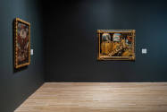 Installation view of "Painted Cloth: Fashion and Ritual in Colonial Latin America," Blanton Mus…