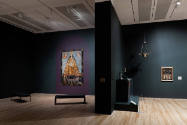 Installation view of "Painted Cloth: Fashion and Ritual in Colonial Latin America," Blanton Mus…