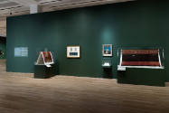 Installation view of "Painted Cloth: Fashion and Ritual in Colonial Latin America," Blanton Mus…