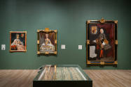 Installation view of "Painted Cloth: Fashion and Ritual in Colonial Latin America," Blanton Mus…