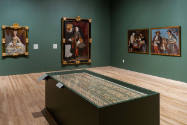 Installation view of "Painted Cloth: Fashion and Ritual in Colonial Latin America," Blanton Mus…