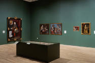 Installation view of "Painted Cloth: Fashion and Ritual in Colonial Latin America," Blanton Mus…