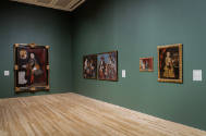 Installation view of "Painted Cloth: Fashion and Ritual in Colonial Latin America," Blanton Mus…