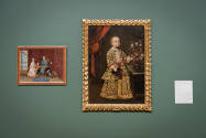 Installation view of "Painted Cloth: Fashion and Ritual in Colonial Latin America," Blanton Mus…