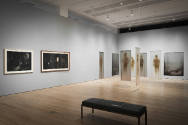 Installation view of "Oscar Muñoz: Invisibilia," Blanton Museum of Art, The University of Texas…