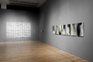 Installation view of "Oscar Muñoz: Invisibilia," Blanton Museum of Art, The University of Texas…