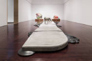 Installation view of "Lily Cox-Richard: She-Wolf + Lower Figs." Blanton Museum of Art, The Univ…