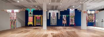Installation view of "Jeffrey Gibson: This is the Day," Blanton Museum of Art, The University o…