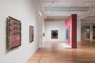 Installation view of "Jeffrey Gibson: This is the Day," Blanton Museum of Art, The University o…