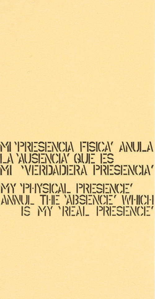 Mi 'presencia física'... [My 'Physical Presence'...], from Múltiples Acumulados [Accumulated Multiples]