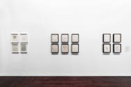 Installation view of "Lenka Clayton: The Distance I Can Be From My Son," Blanton Museum of Art,…