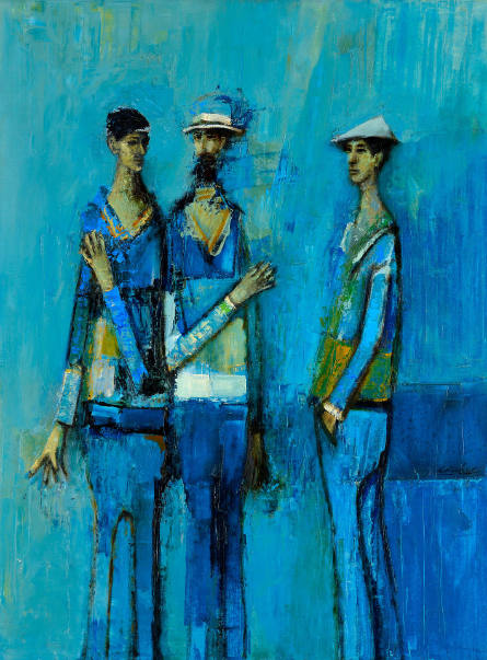 Three Blue Figures