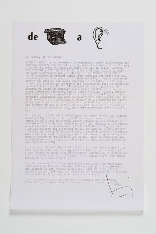 Correspondencia de Edgardo Antonio Vigo a Mari Carmen Ramírez [Correspondence from Edgardo Antonio Vigo to Mari Carmen Rámirez]