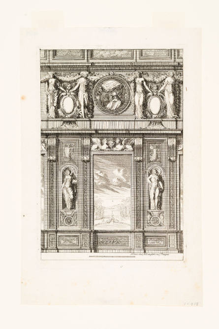 Panel flanked by Two Statues in Niches, plate 4 from Italian-Style Wall Paneling