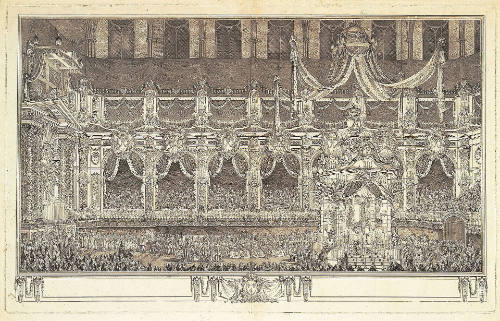 Pompe funèbre de Philippe V, Roy d'Espagne et des Indes dans l'église de Notre-Dame de Paris, le 15 décembre 1746 [Funerary Ceremony for Philip V, King of Spain and of the Indies, in the Church of Notre-Dame, Paris, 15 December 1746], after Paul-Ambroise