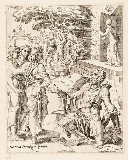 The Three Angels Appearing Before Abraham, plate 4 from The Story of Abraham, after Maarten van Heemskerck