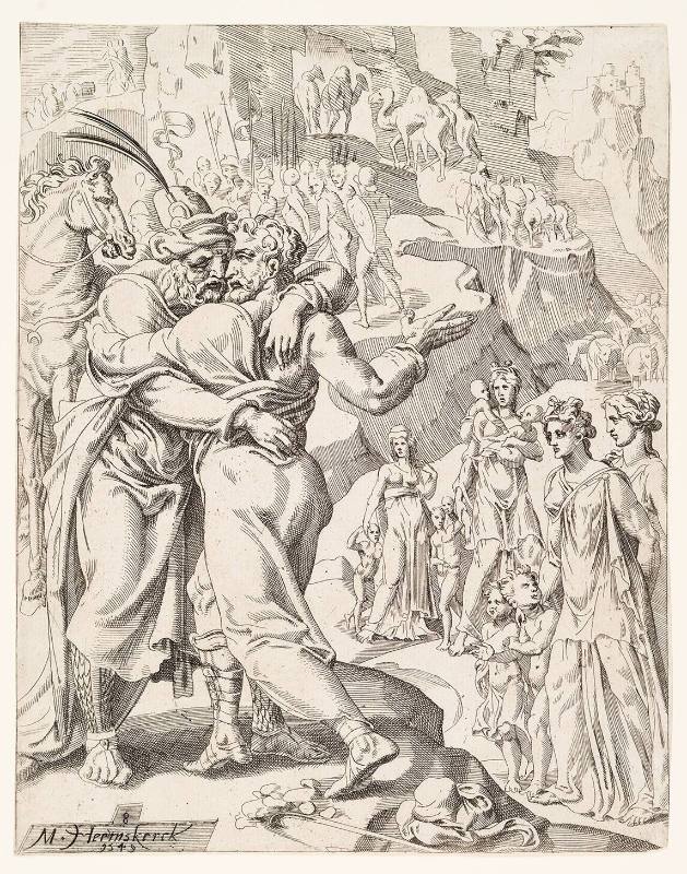 The Reconciliation of Jacob and Esau, plate 8, from The Story of Jacob, after Maarten van Heemskerck