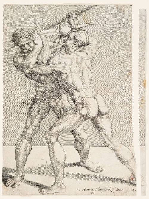 Two Fencers, plate 3 from Fencers, after Maarten van Heemskerck