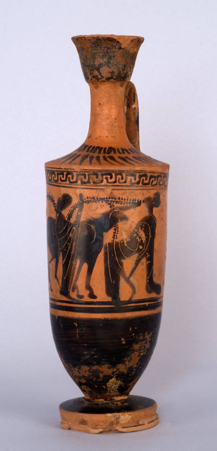 Lekythos (oil container) with Bulls and Figures