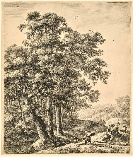 Venus and Adonis, plate 5 from Large Upright Landscapes with Scenes from Ovid's Metamorphosis