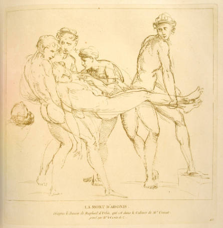 The Death of Adonis, after Raphael, plate 42 from the Recueil d’estampes d’après les plus beaux tableaux et d’après les plus beaux dessins qui sont en France [Collection of Prints after the Most Beautiful Paintings and Drawings in France](the Cabinet Croz